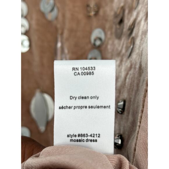 Nanette Lepore Silk & Velvet Mini Dress Sheath Cream Beige Embellished Size 4 - Picture 8 of 11